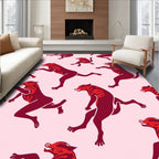 Red And Pink Animal Motif Rug