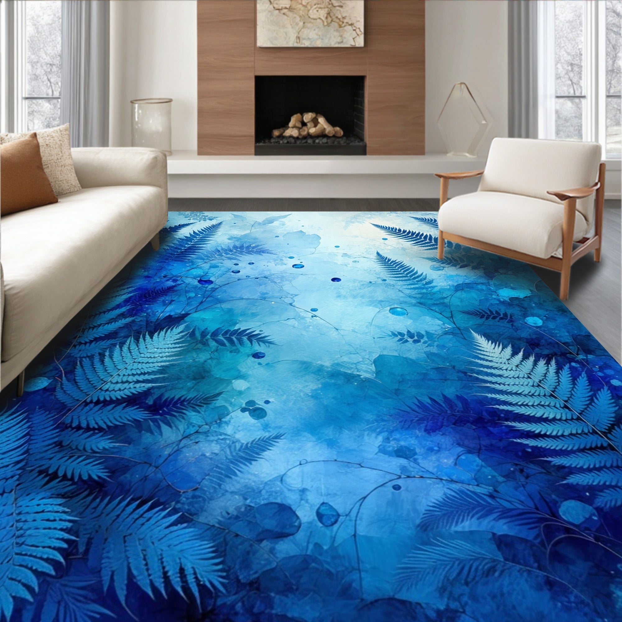 Deep Blue Fern Dreamscape Rug