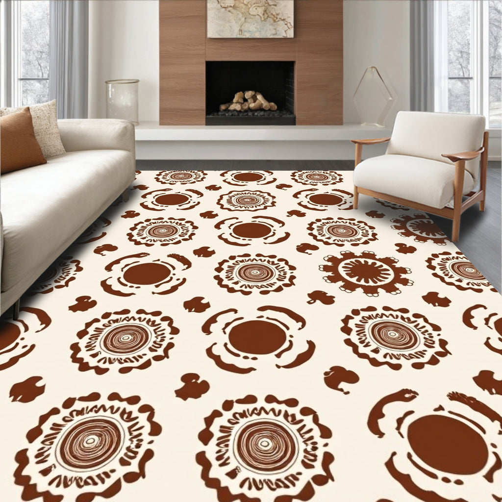 Retro Earthy Floral Pattern Rug