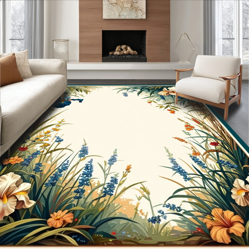 Floral Garden Border Design Rug