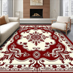 Crimson Ivory Floral Medallion Area Rug