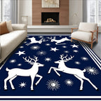Winter Deer Starry Night Scene Rug