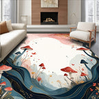 Whimsical Mushroom Forest Pattern Design Rug