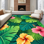 Tropical Hibiscus Leaf Pattern Design Rug