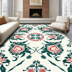 Vintage Floral Pattern Red Teal Rug