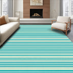 Thin Striped Turquoise Cream Design Rug
