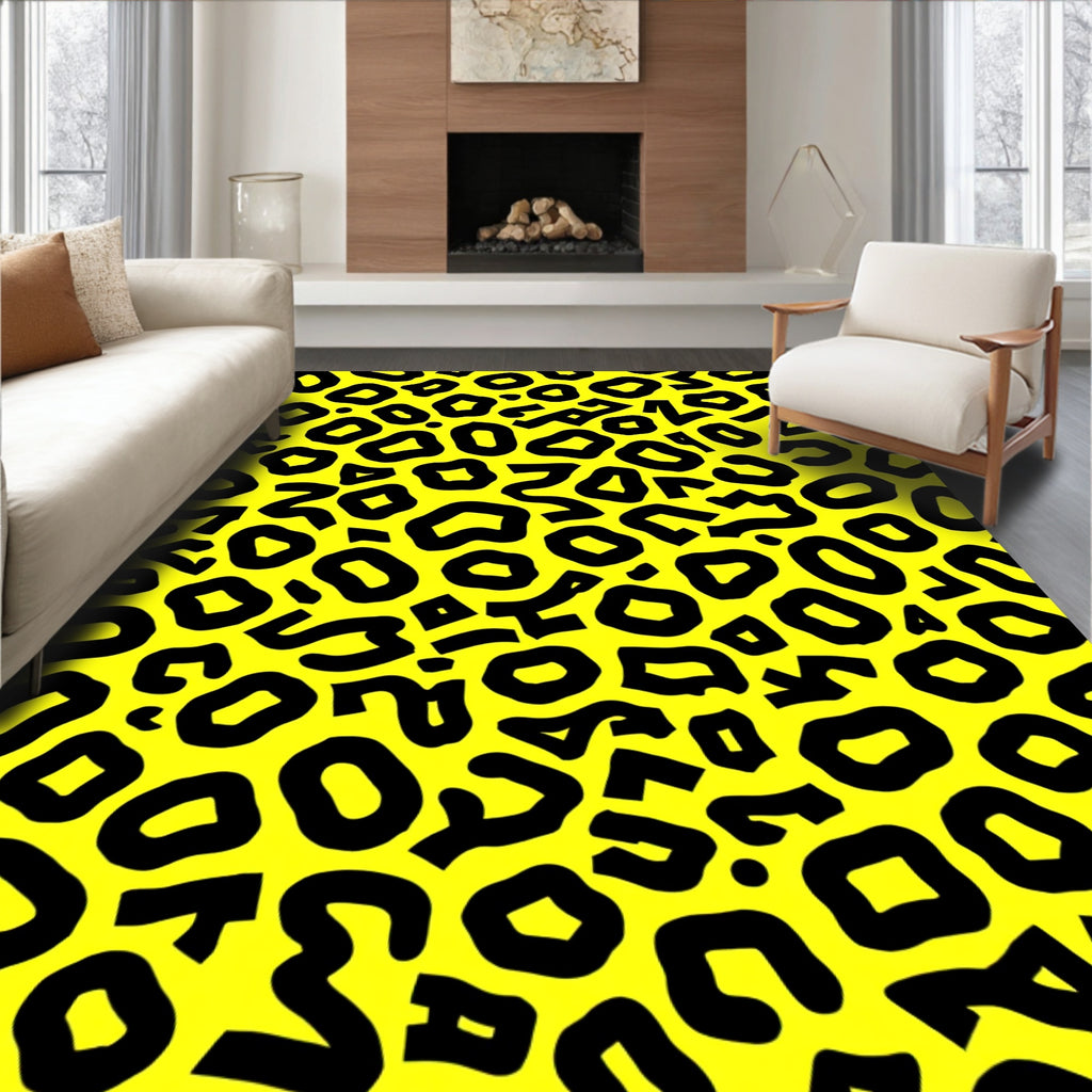 Bold Black Leopard Print Design Rug
