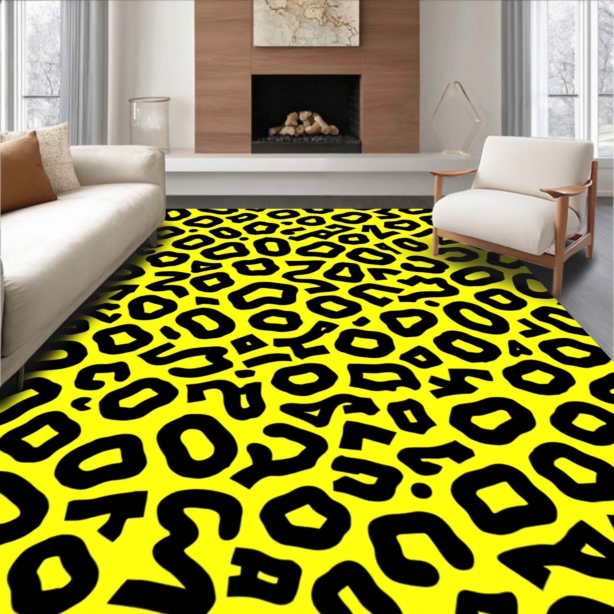 Bold Black Leopard Print Design Rug
