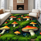 Enchanted Forest Mushroom Pattern Rug