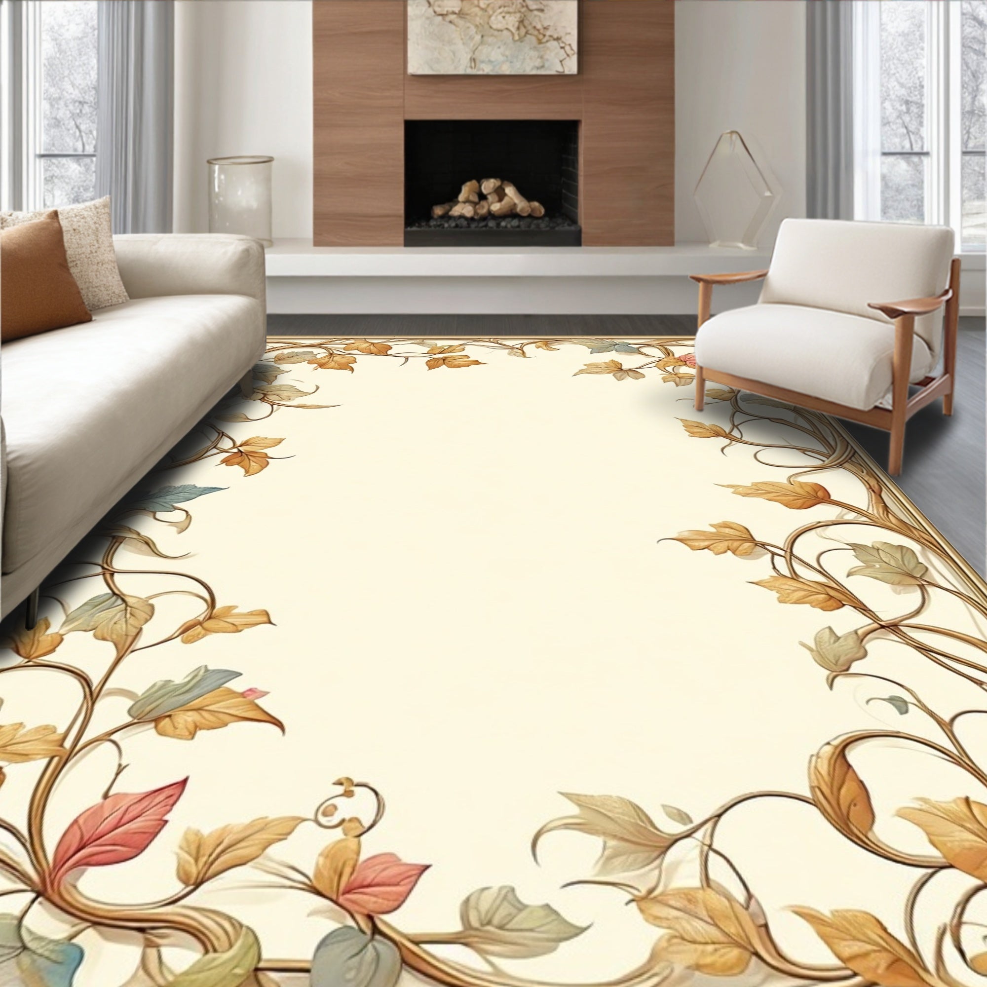Art Nouveau Vine Leaf Pattern Rug