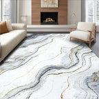 Gold Veined Marble Swirl Art Rug