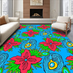 Vibrant Floral Feather Pattern Design Rug