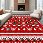 Red Snowflake Christmas Tree Medallion Rug