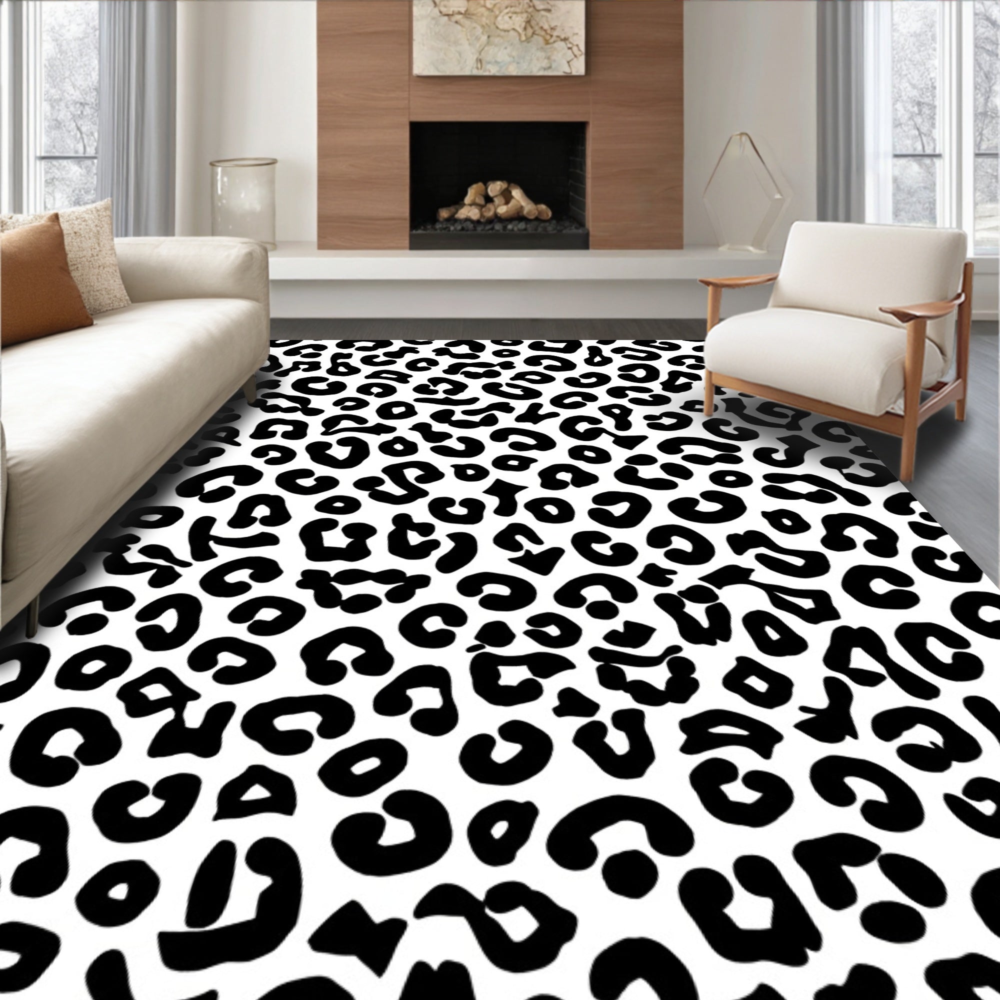 Monochromatic Animal Spots Pattern Rug