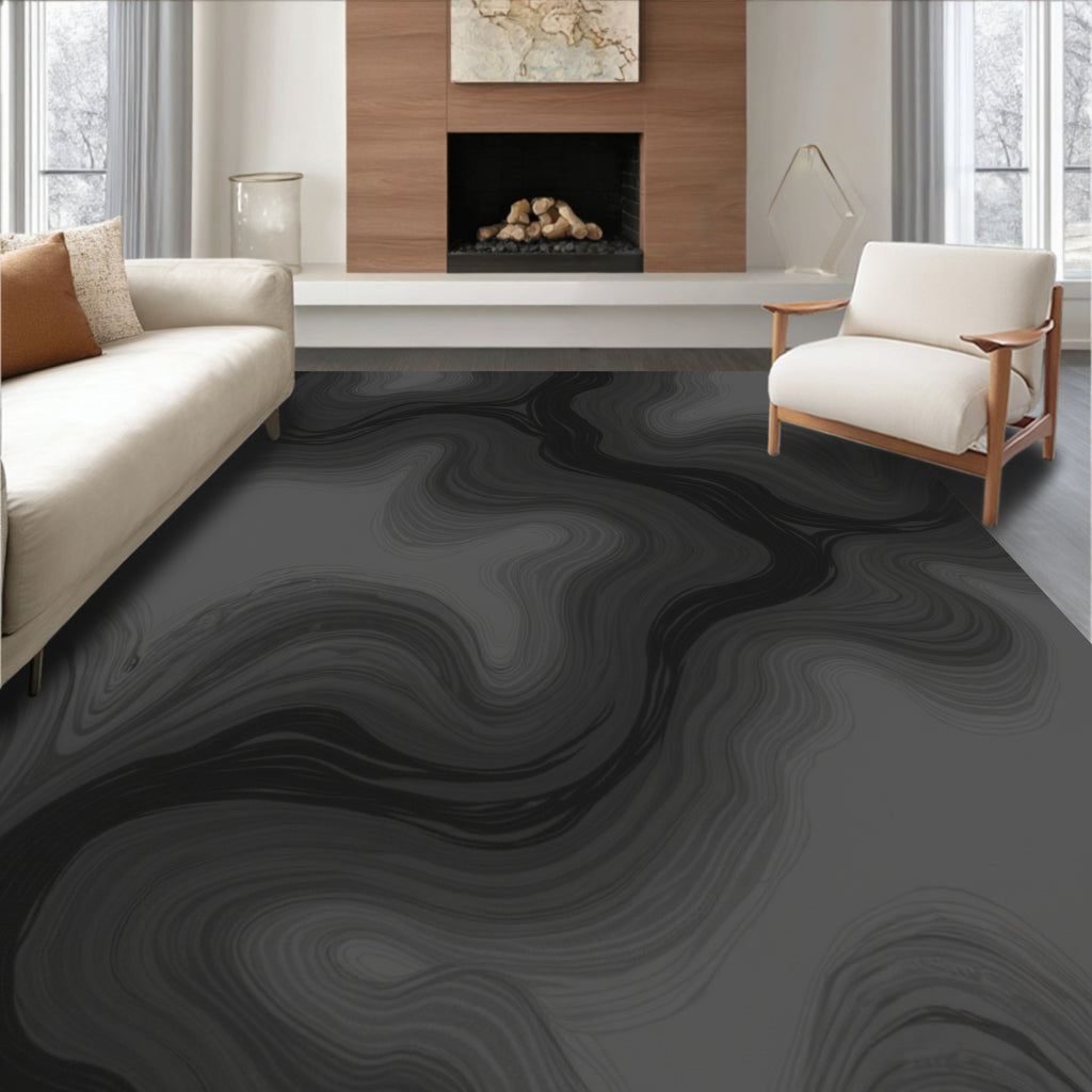 Monochromatic Wavy Swirl Pattern Rug