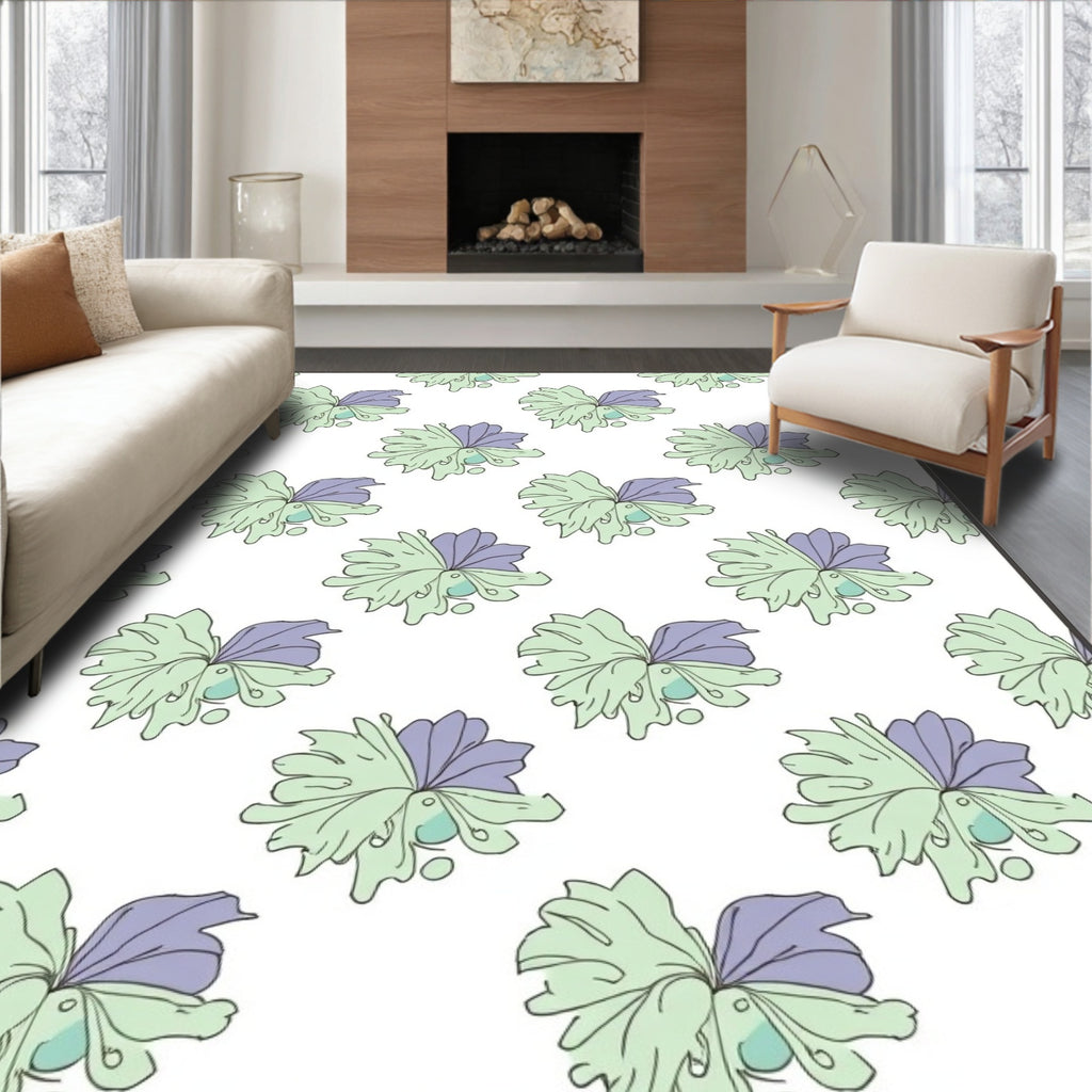 Whimsical Pastel Floral Pattern Rug