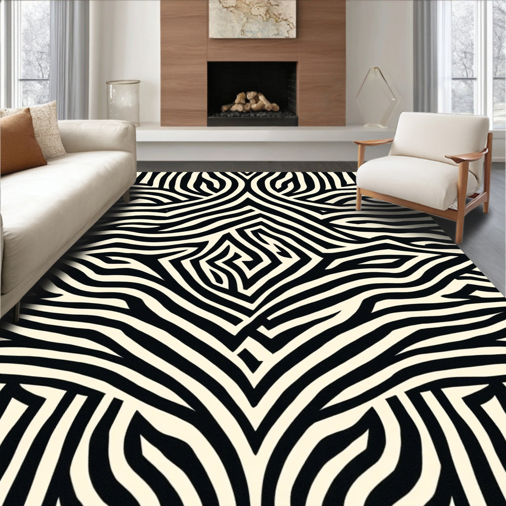 Bold Zebra Stripe Abstract Design Rug