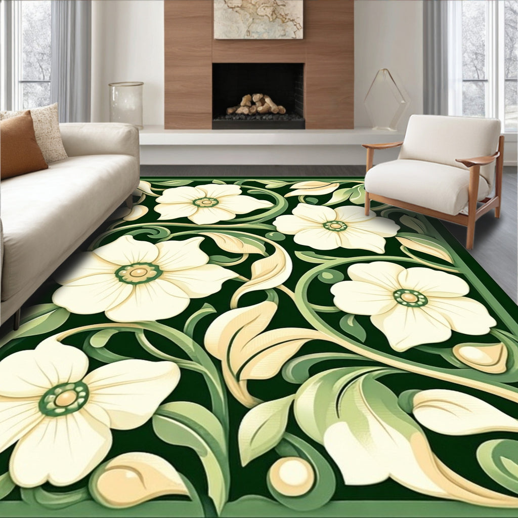 Elegant Floral Vine Decorative Rug
