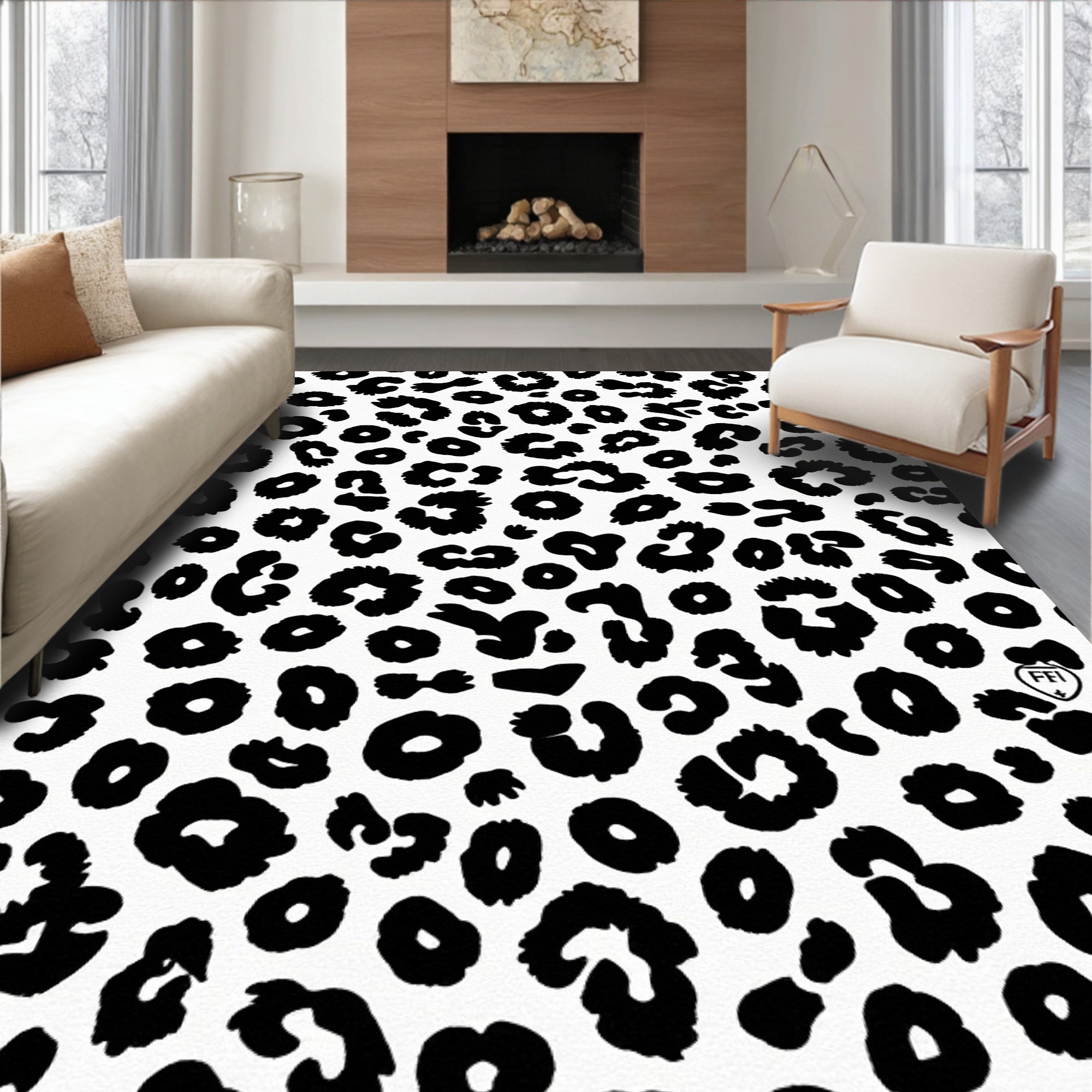 Bold Black Leopard Spots Rug