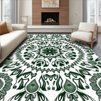 Dark Green Medallion Mandala Symmetry Rug