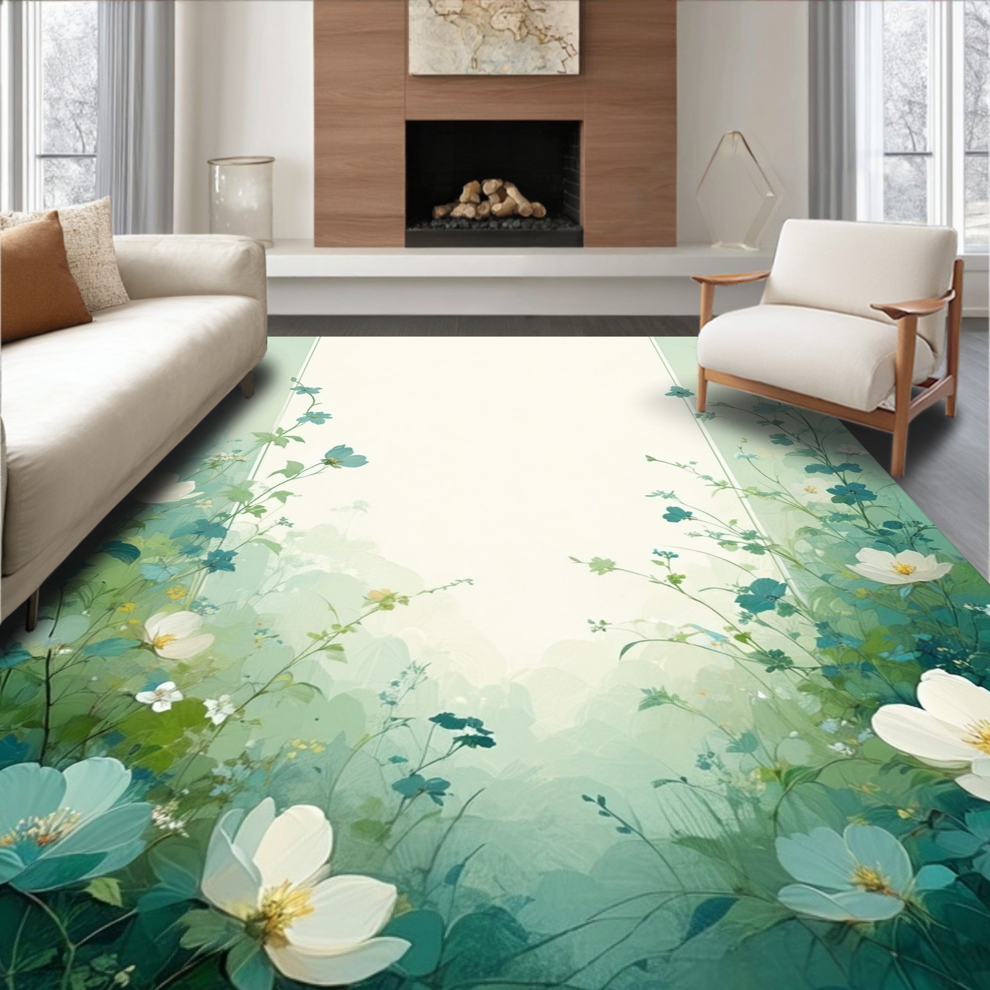 Delicate Floral Vines And Blooms Rug