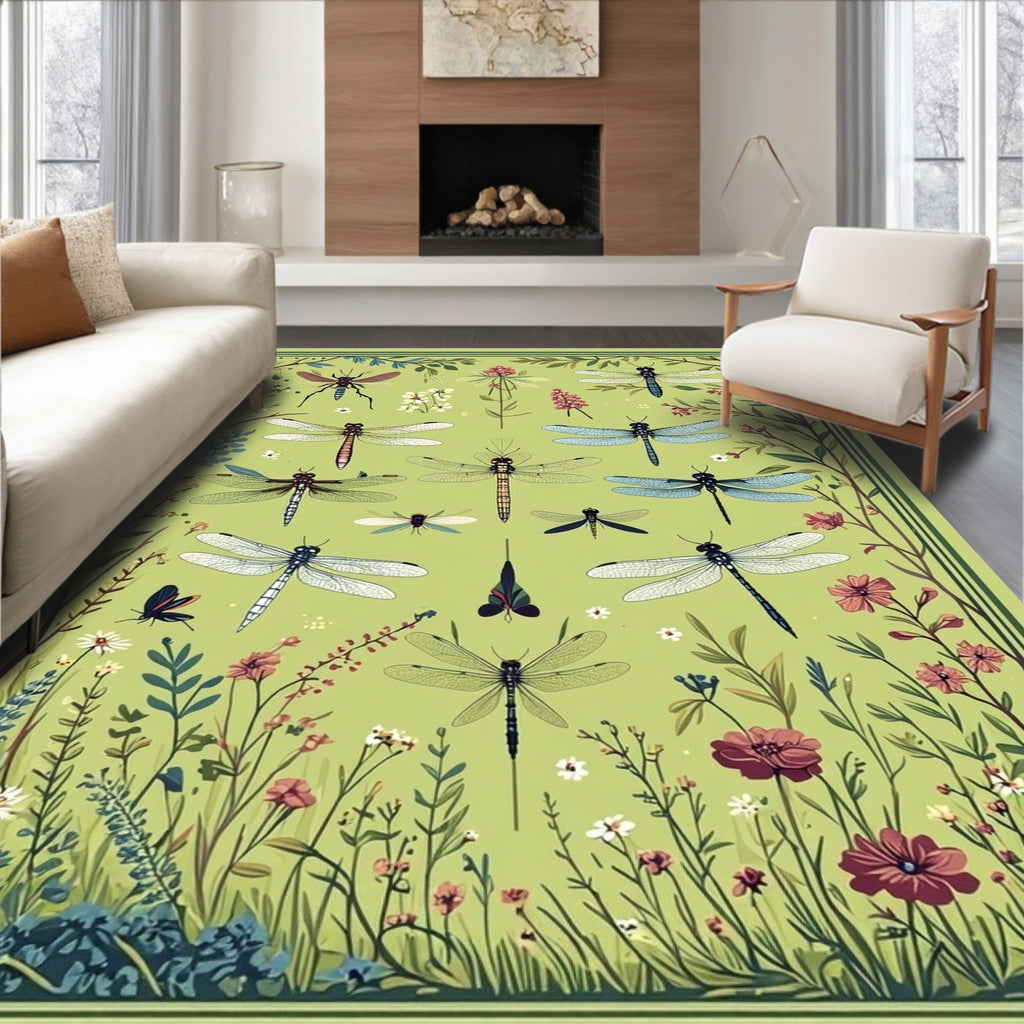 Dragonfly Garden Whimsical Nature Rug