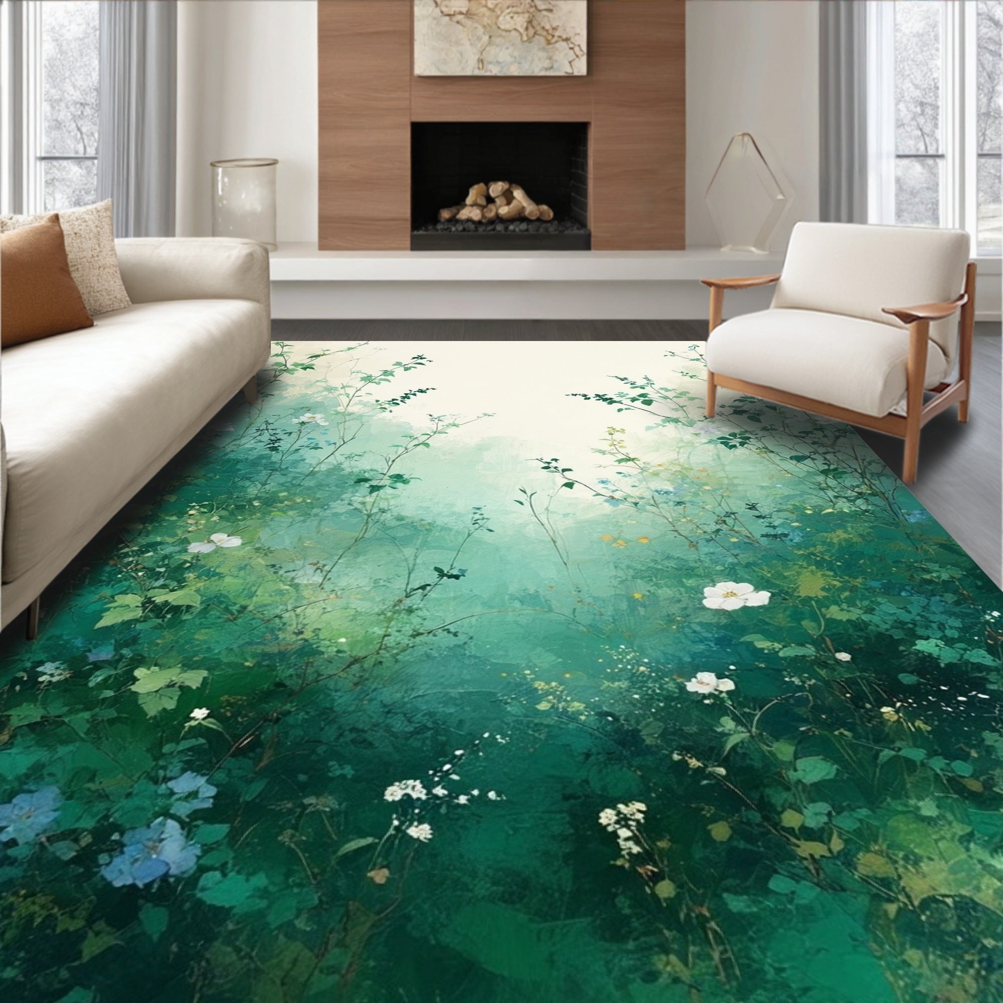Whispering Wildflowers Vines Nature Rug
