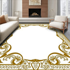 Ornate Floral Scrollwork Border Design Rug