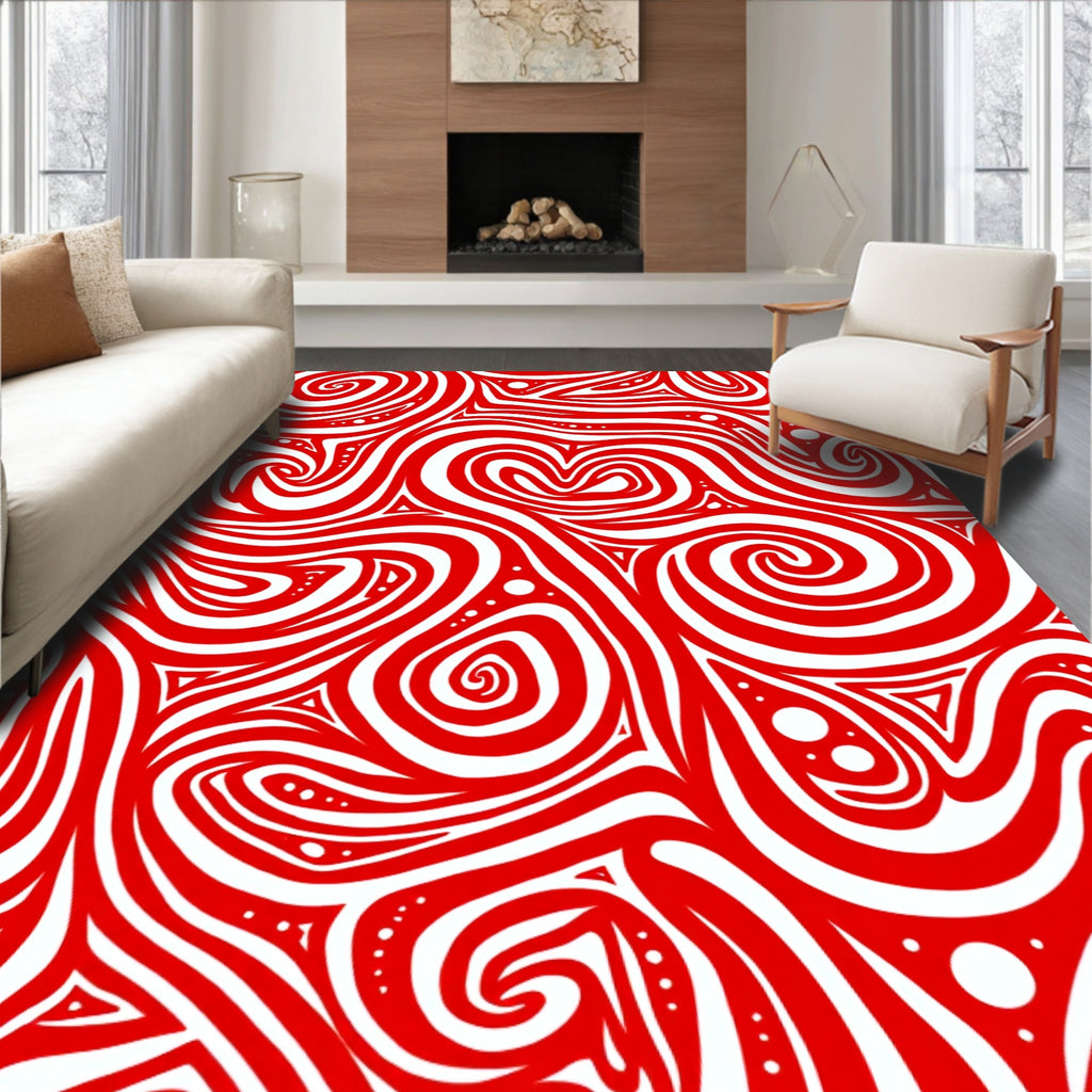 Crimson Ribbon Flow Rug