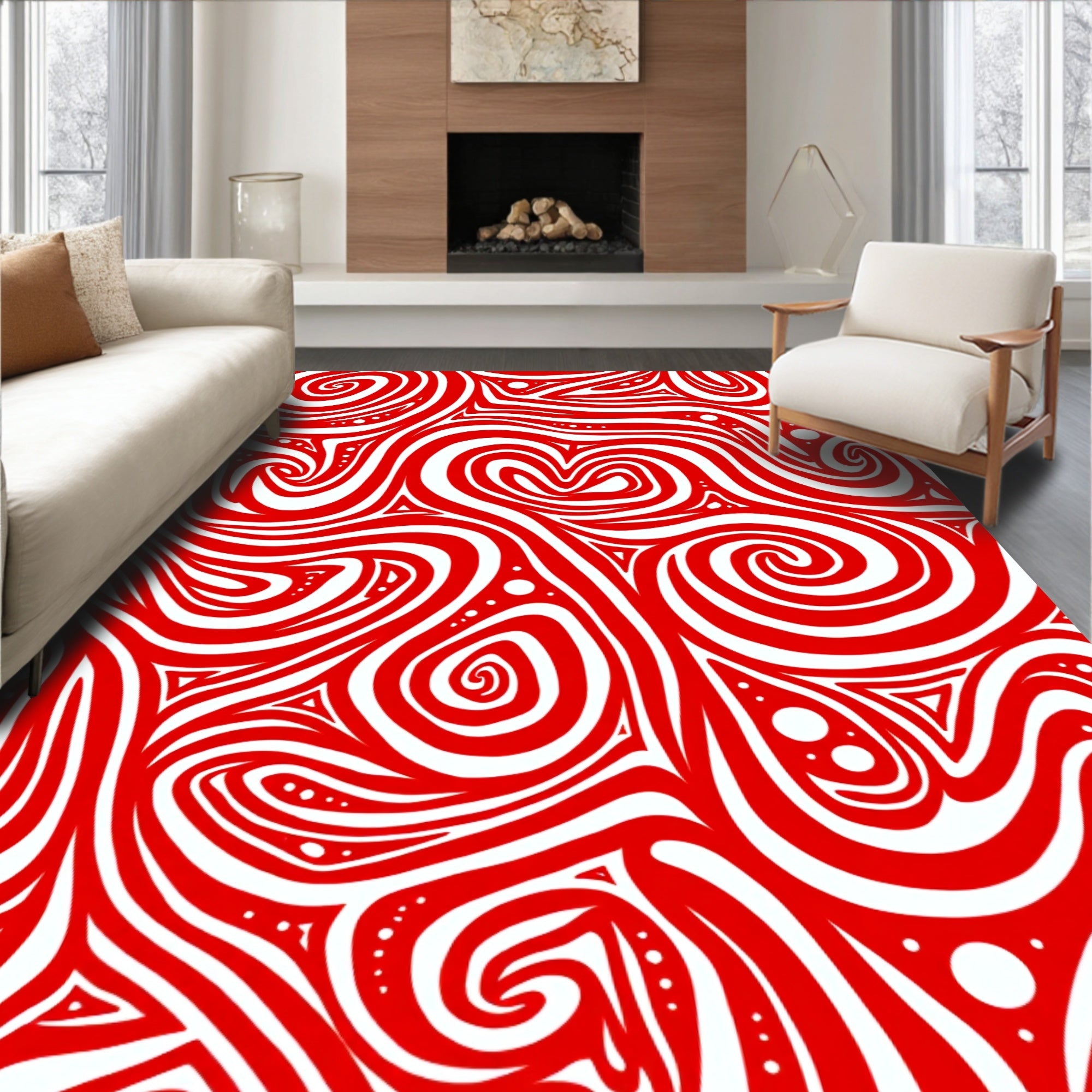 Crimson Ribbon Flow Rug