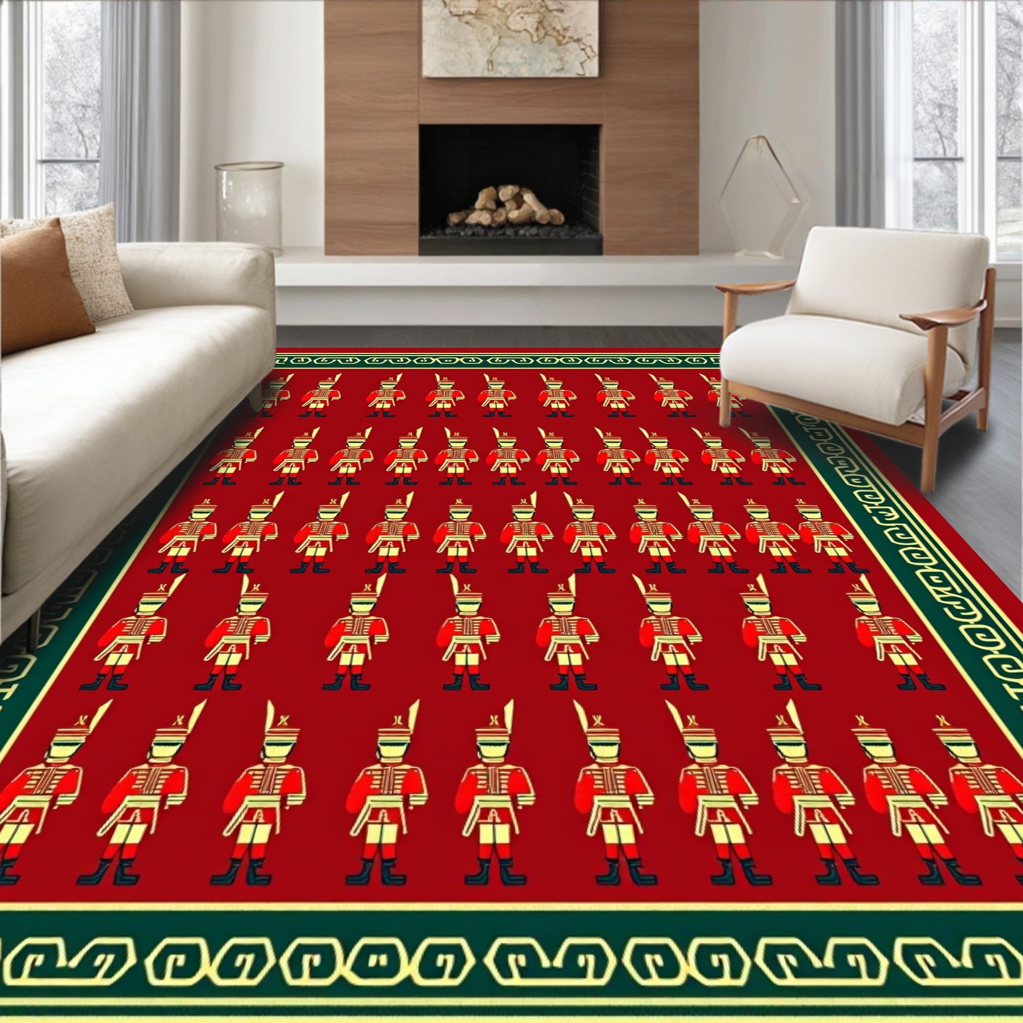 Crimson Soldier Guard Motif Rug