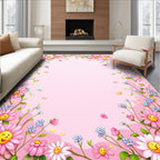 Pink Floral Smiley Faces Vine Rug