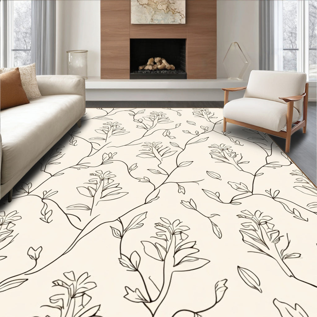 Floral Vine Line Art Rug