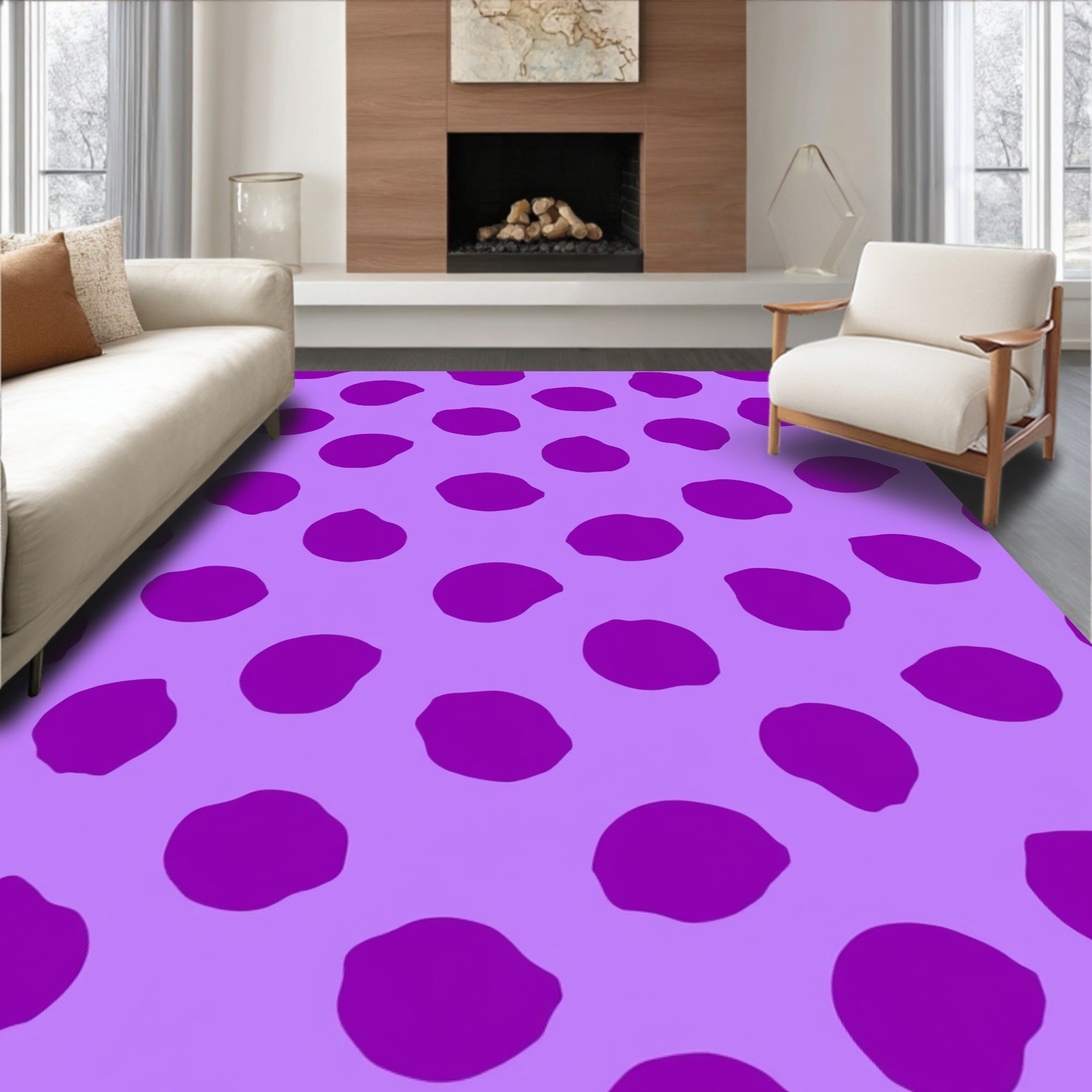 Purple Polka Dot Pattern Design Rug