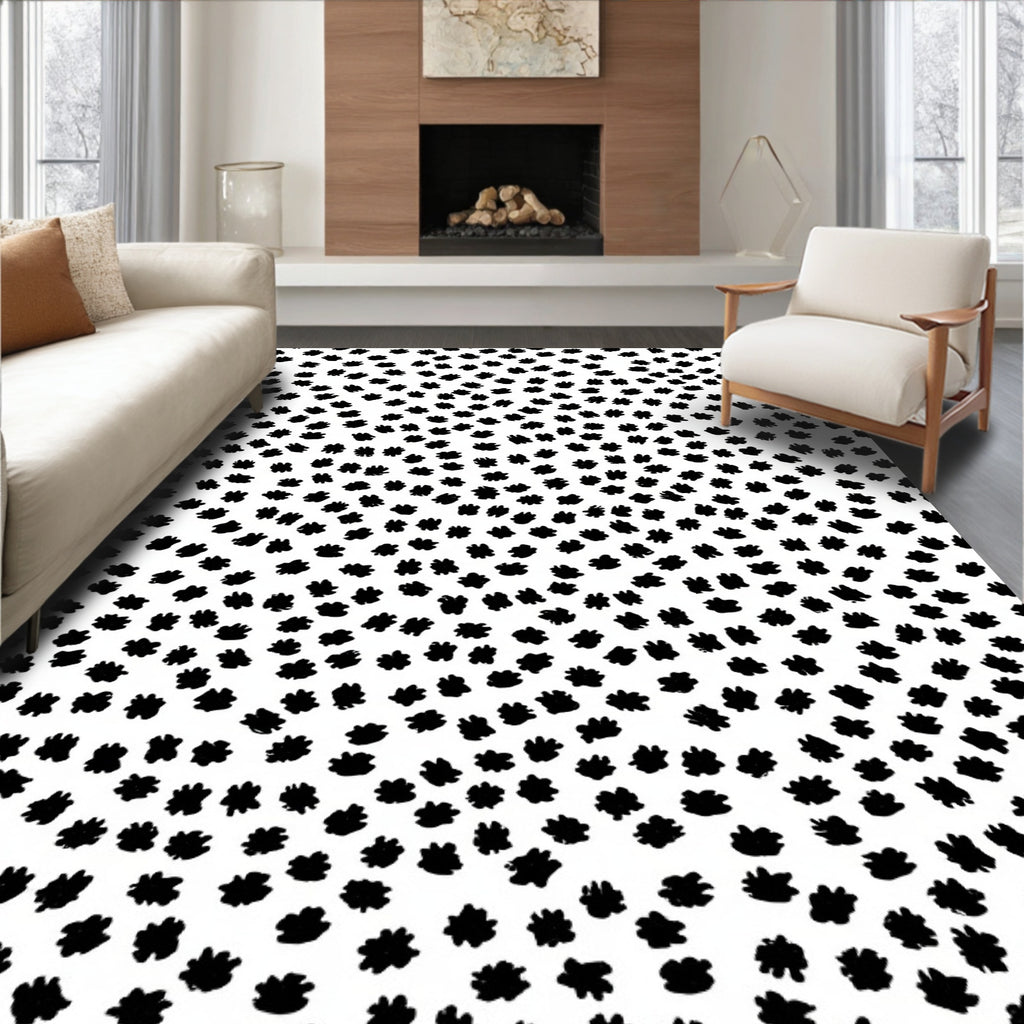 Abstract Black Dot Pattern Rug