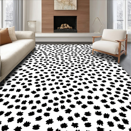 Abstract Black Dot Pattern Rug