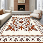 Rustic Terracotta Medallion Border Rug