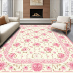 Pink Rose Floral Vintage Pattern Rug