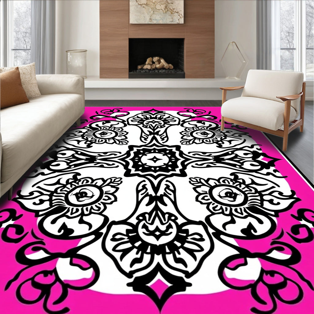 Bold Floral Symmetry Pattern Rug