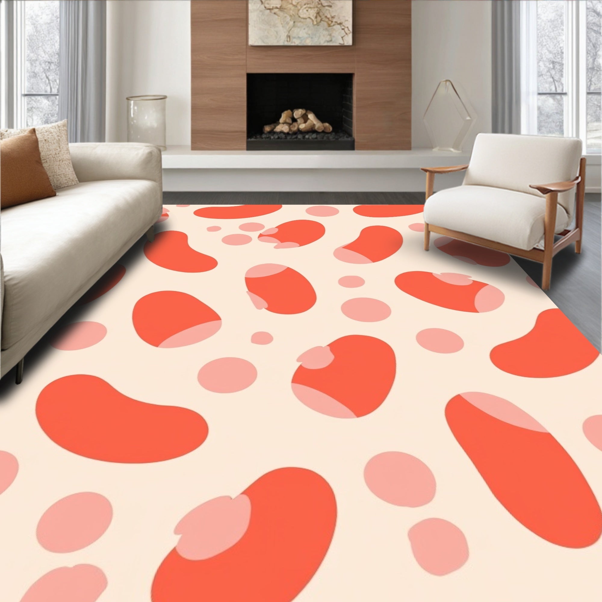 Abstract Red Bean Pattern Rug