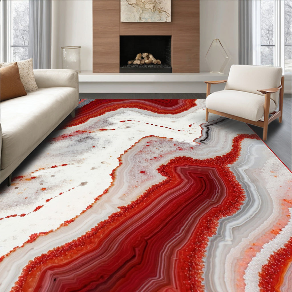 Red Agate Natural Stone Pattern Rug