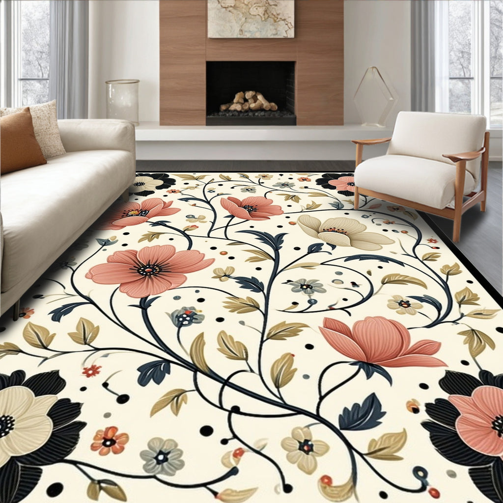 Floral Vine Pattern With 7 Colors Rug