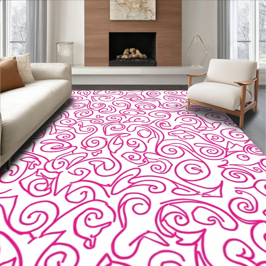 Hot Pink Swirl Abstract Pattern Rug