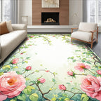 Pink Garden Blossoms Vine Pattern Rug