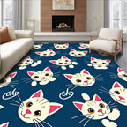 Playful White Kittens On Navy Background Rug