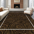 Abstract Swirls Black Gold Pattern Rug