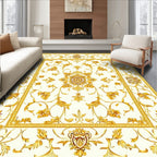 Gold Floral Scroll Border Design Rug