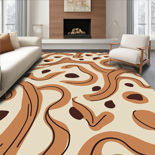 Abstract Organic Earthy Swirls Rug