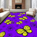 Yellow Butterfly Flower Pattern Art Rug