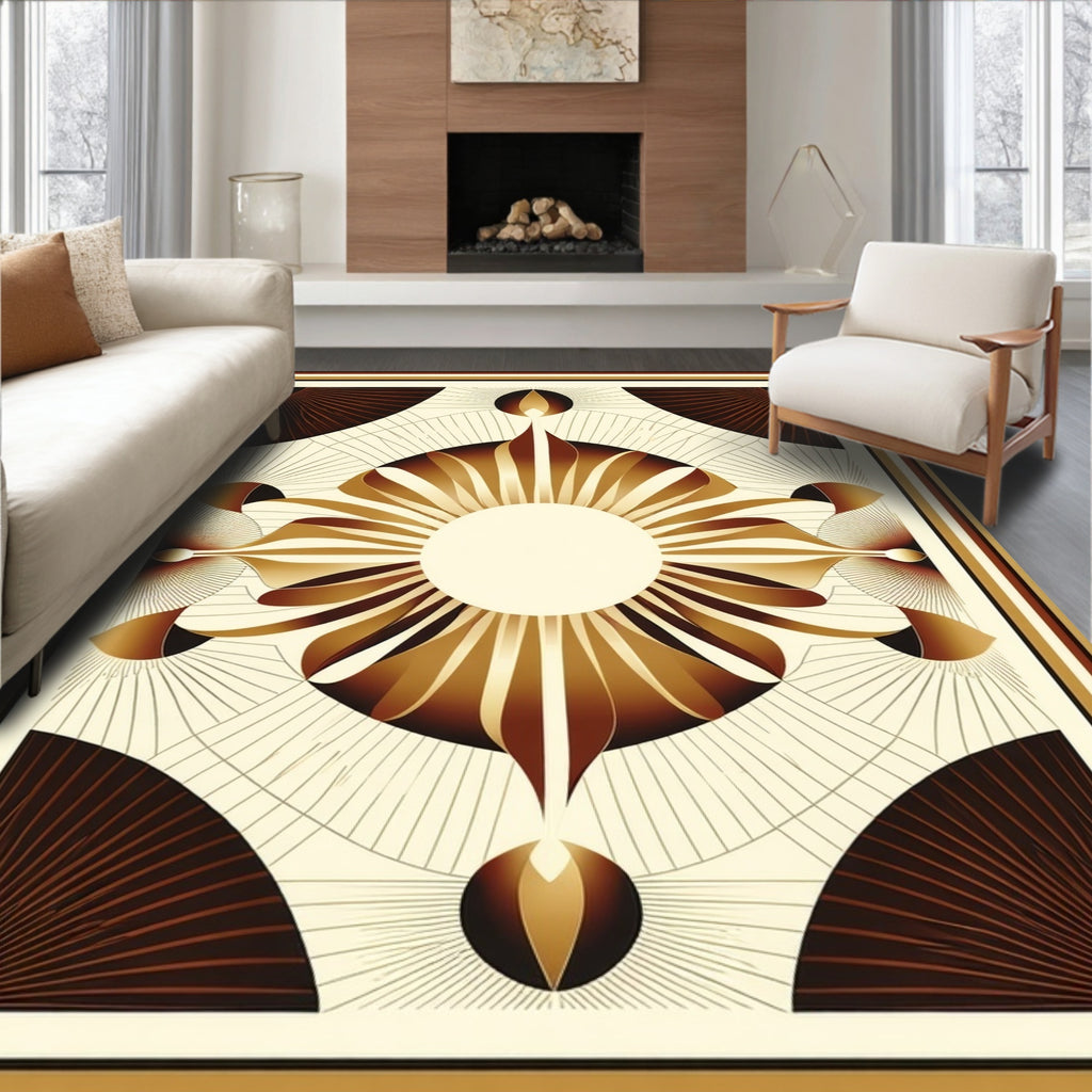 Art Deco Sunburst Fan Design Rug